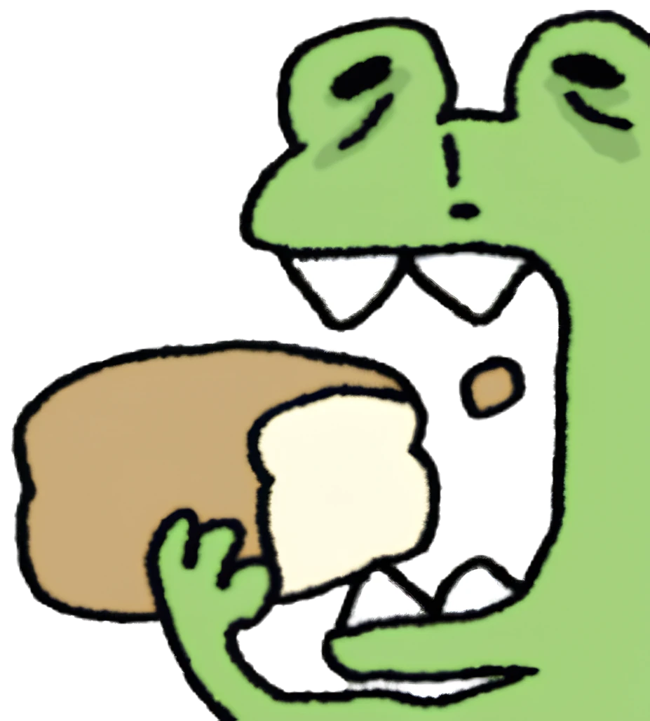 Fig biting into a loaf of bread with sudden intensity